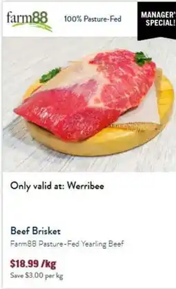 Tasman Butchers Beef Brisket Farm88 Pasture-Fed Yearling Beef offer