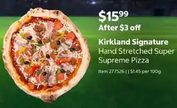 Costco Kirkland Signature Hand Stretched Super Supreme Pizza offer
