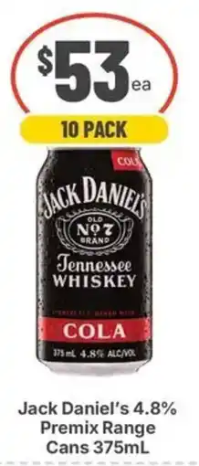 IGA Liquor Jack Daniel's 4.8% Premix Range Cans offer