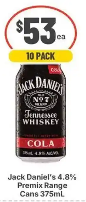Jack Daniel's 4.8% Premix Range Cans