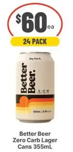 IGA Liquor Better Beer Zero Carb Lager offer