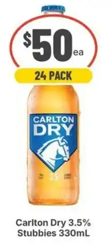 IGA Liquor Carlton Dry 3.5% Stubbies offer