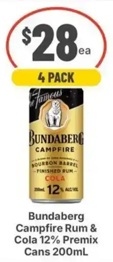 IGA Liquor Bundaberg Campfire Rum & Cola 12% Premix offer