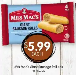 Spudshed Mrs Mac's Giant Sausage Roll offer