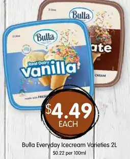 Spudshed Bulla Everyday Icecream Varieties offer
