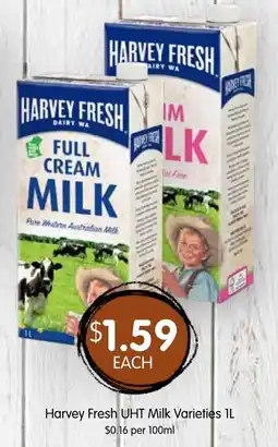 Spudshed Harvey Fresh UHT Milk Varieties offer