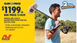 BCF Minelab Gold Monster 1000 Metal Detector offer