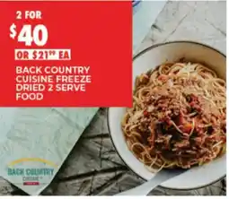 BCF Back Country Cuisine Freeze Dried 2 Serve Food offer