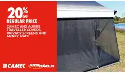 BCF Camec and Aussie Traveller covers, privacy screens and annex mats offer