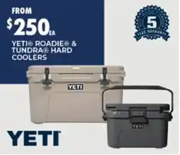 BCF Yeti Roadie & Tundra Hard Coolers offer