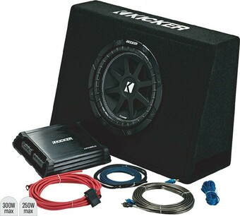 Autobarn Kicker 10” Subwoofer in Slim Enclosure Plus Amplifier & Wiring Kit offer