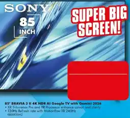 The Good Guys Sony 85" BRAVIA 3 II 4K HDR AI Google TV with Gemini 2026 offer