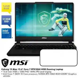 Msi Cyborg 15 Max 15.6" Core 7 RTX5060 8GB Gaming Laptop