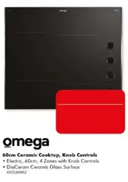 The Good Guys Omega 60cm Ceramic Cooktop, Knob Controls offer