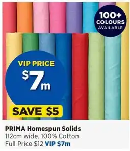 Spotlight Prima Homespun Solids offer
