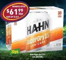 Liquor Legends Hahn Super Dry 3.5% Low Carb offer