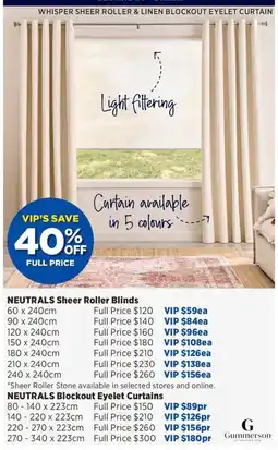 Spotlight Whisper Sheer Roller & Linen Blockout Eyelet Curtain offer