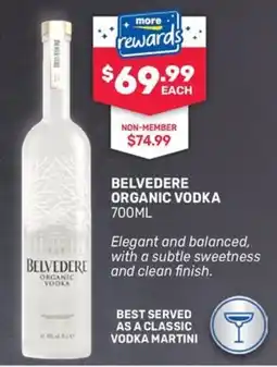 Bottlemart Belvedere Organic Vodka offer