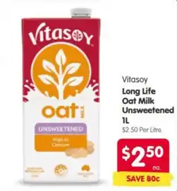 Spar Vitasoy Long Life Oat Milk Unsweetened offer