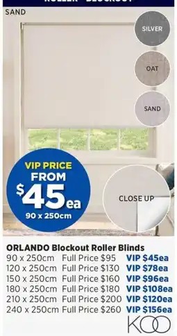 Spotlight Orlando Blockout Roller Blinds offer