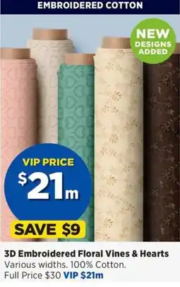 Spotlight 3D Embroidered Floral Vines & Hearts offer