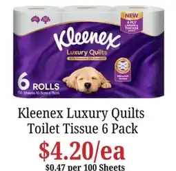 Farmer Jack's Kleenex Luxury Quilts Toilet Tissue offer