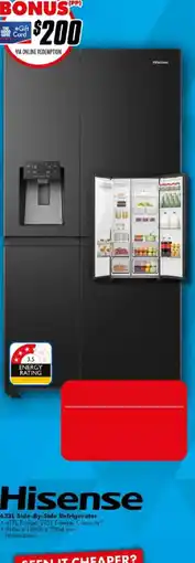 The Good Guys Hisense 632L Side-By-Side Refrigerator offer