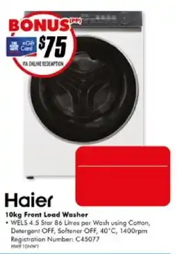 The Good Guys Haier 10kg Front Load Washer offer