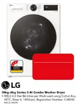 The Good Guys LG 10kg-6kg Series 3 AI Combo Washer Dryer offer
