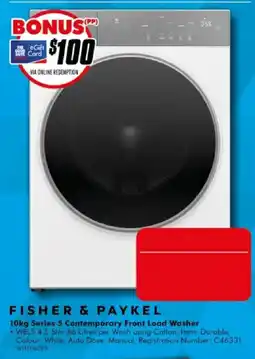The Good Guys Fisher & Paykel 10kg Series 5 Contemporary Front Load Washer offer