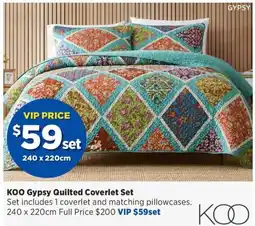 Spotlight KOO Gypsy Quilted Coverlet Set offer