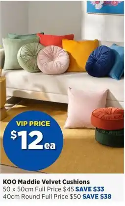 Spotlight KOO Maddie Velvet Cushions offer