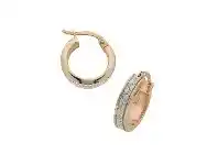 Bevilles Jewellery 9ct Rose Gold Silver Infused Criss Cross Hoop Earrings offer