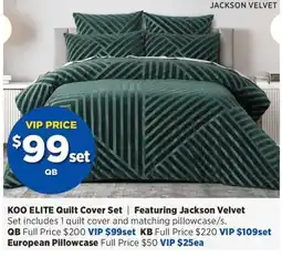 Spotlight KOO ELITE Quilt Cover Set Featuring Jackson Velvet offer
