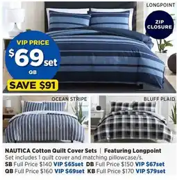 Spotlight NAUTICA Cotton Quilt Cover Sets offer
