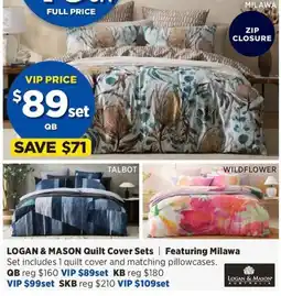 Spotlight Logan & Mason Quilt Cover Sets offer