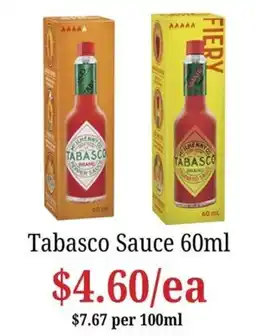 Farmer Jack's Tabasco Sauce offer