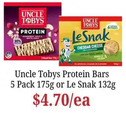 Farmer Jack's Uncle Tobys Protein Bars offer