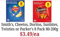 Farmer Jack's Smith's, Cheetos, Doritos, Sunbites, Twisties or Parker's offer