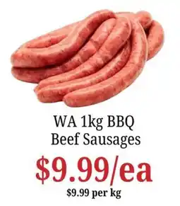 Farmer Jack's WA 1kg BBQ Beef Sausages offer