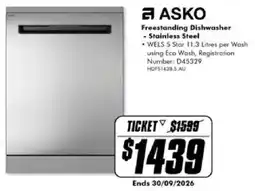 The Good Guys ASKO Freestanding Dishwasher - Stainless Steel offer