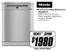 The Good Guys Miele 60cm Freestanding Dishwasher offer
