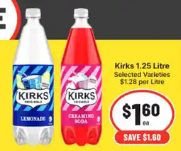 IGA Kirks 1.25 Litre Selected Varieties offer