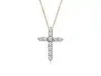 Bevilles Jewellery 9ct Yellow Gold 0.15ct Diamond Cross Necklace offer
