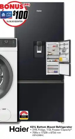 The Good Guys Haier 431L Bottom Mount Refrigerator offer