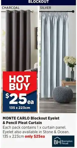 Spotlight Monte Carlo Blockout Eyelet & Pencil Pleat Curtain offer