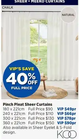 Spotlight Pinch Pleat Sheer Curtains KOO offer