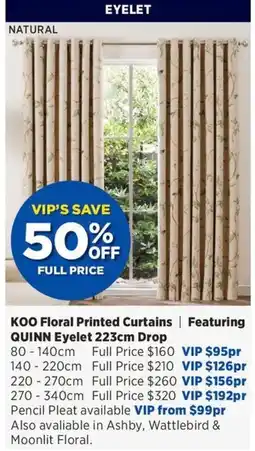 Spotlight KOO Floral Printed Curtains offer