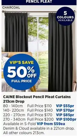 Spotlight Caine Blockout Pencil Pleat Curtains offer