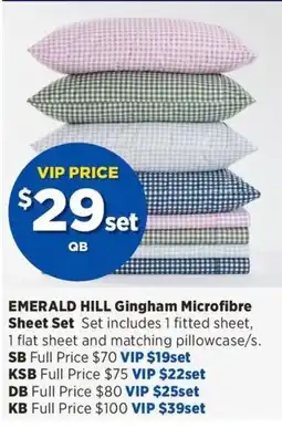Spotlight Emerald Hill Gingham Microfibre Sheet Set offer